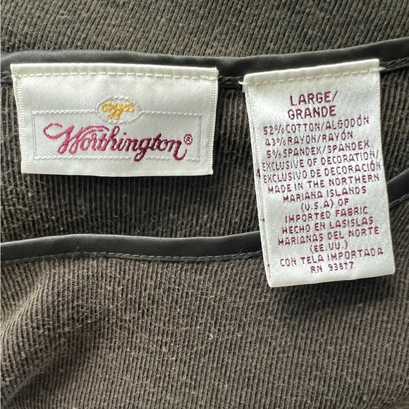 Vintage Worthington dark olive green short sleeve top -Size Large - Picture 3 of 6